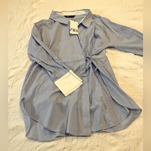 Zara Pinstripe T-Shirt Dress Size M